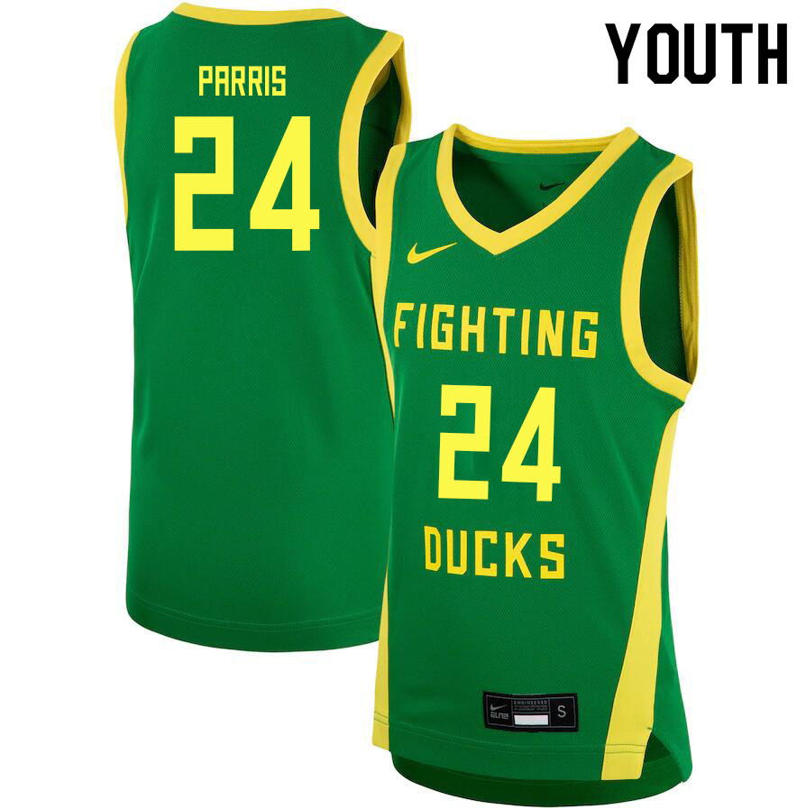 Youth # #24 Brady Parris Oregon Ducks College Basketball Jerseys Sale-Green